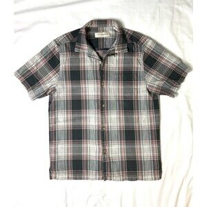 Tommy Bahama Men's Med Grey Pink Plaid Short Sleeve Button-Up Shirt SKU LRC2-2